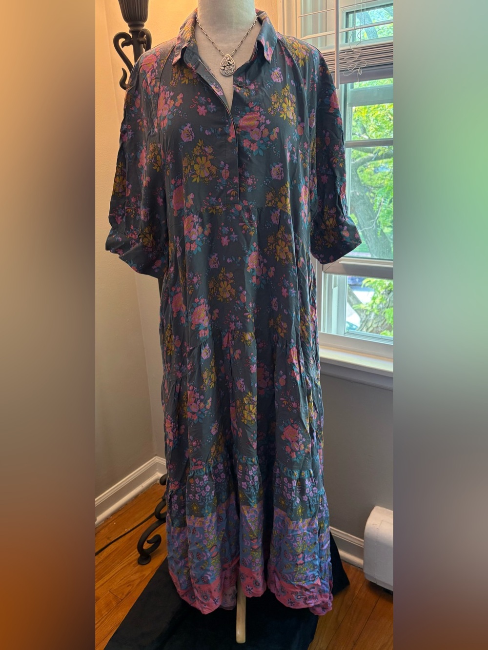 NATURAL LIFE Women’s XL Rebecca Floral Colorful Maxi Dress (NWT)